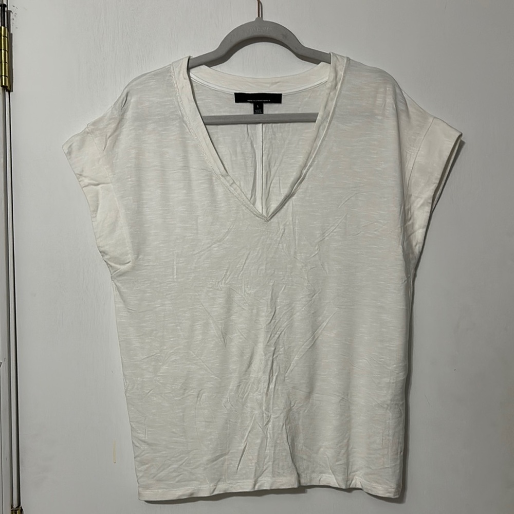 White House Black Market White Cap Sleeve Boxy Tee